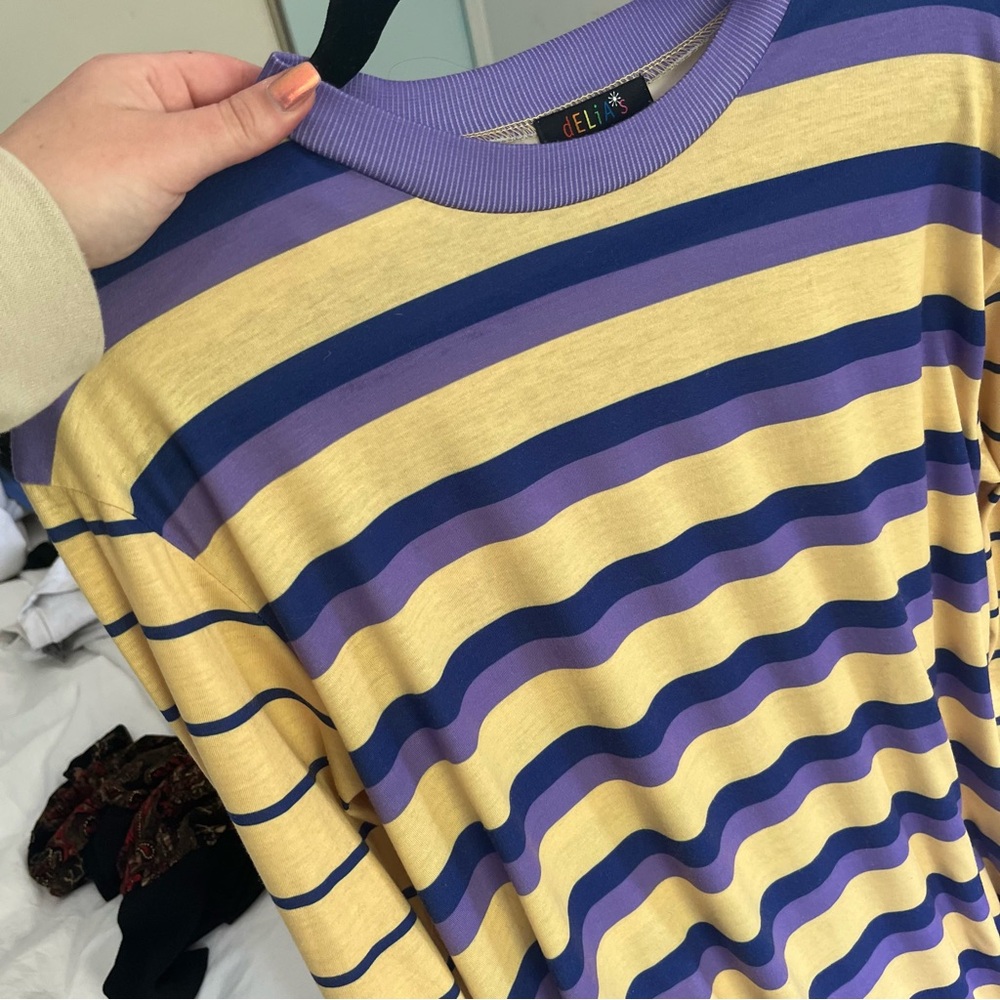 Delia’s long sleeve yellow purple shirt dress